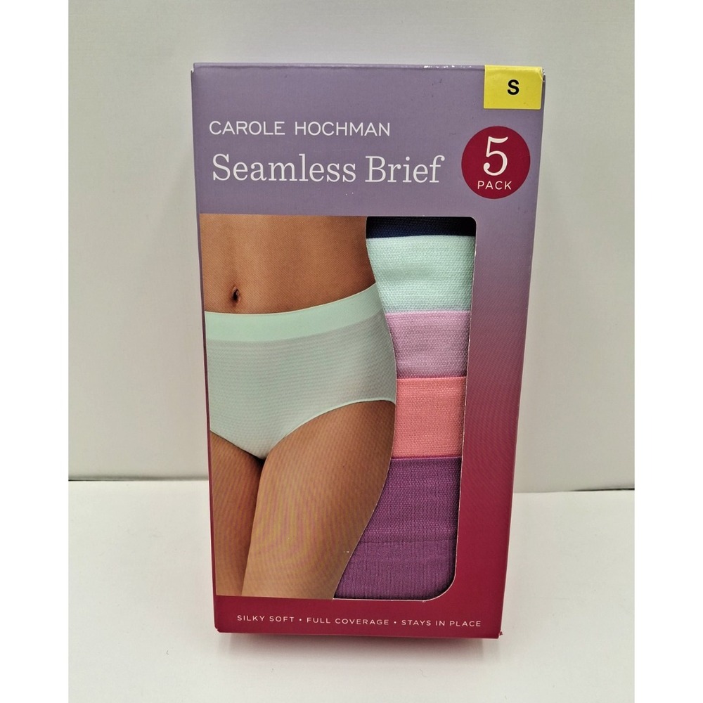 Carole Hochman Women's, 5-Pack Seamless Briefs Silky Soft, Multicolor, Small